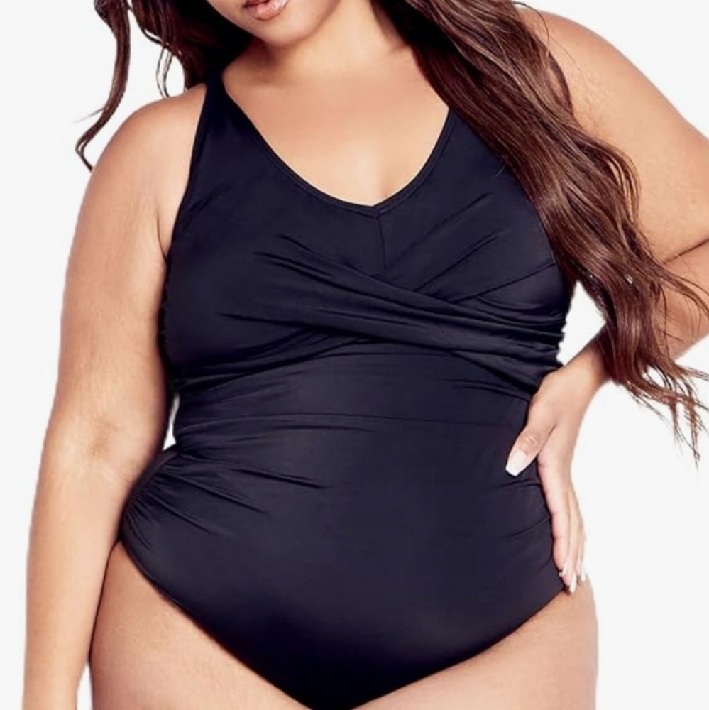 Avenue Icon Black 1 Piece Bathing Suit Plus Size 30 Brand New With Tag
